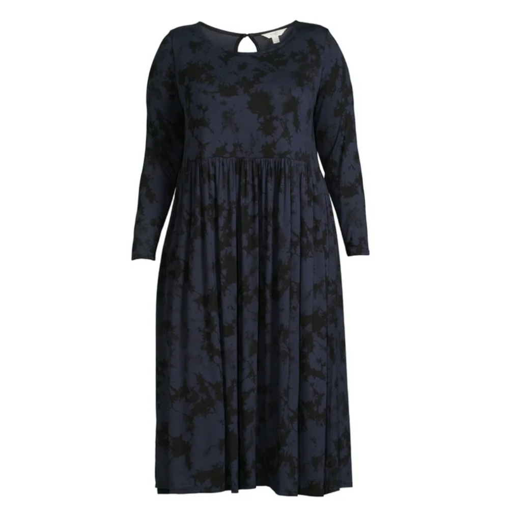 Terra & Sky Dark Blue & Black Tie-Dye Dress Size 3X